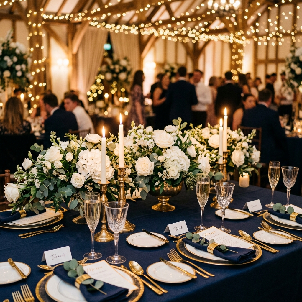 Elegant wedding reception table setting